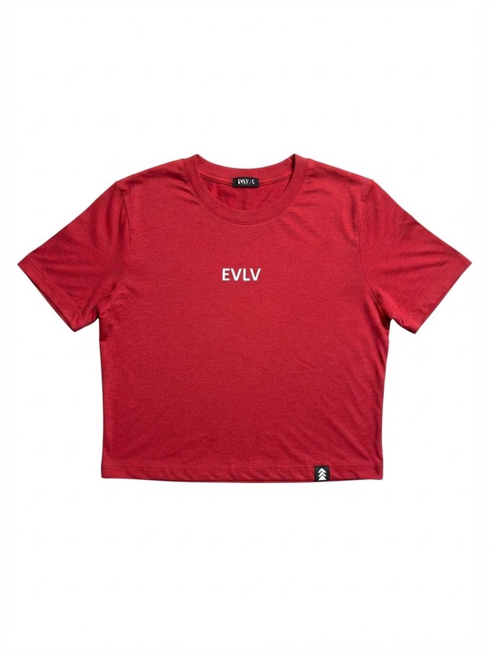 EVLV Red Short Sleeve Crop Top Tee Logo Size Small